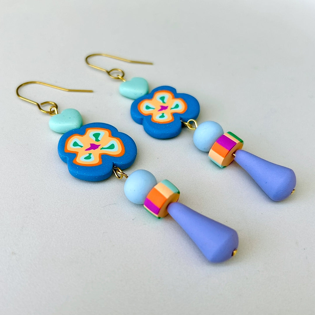 Flores Azul Earrings_Statement Hooks