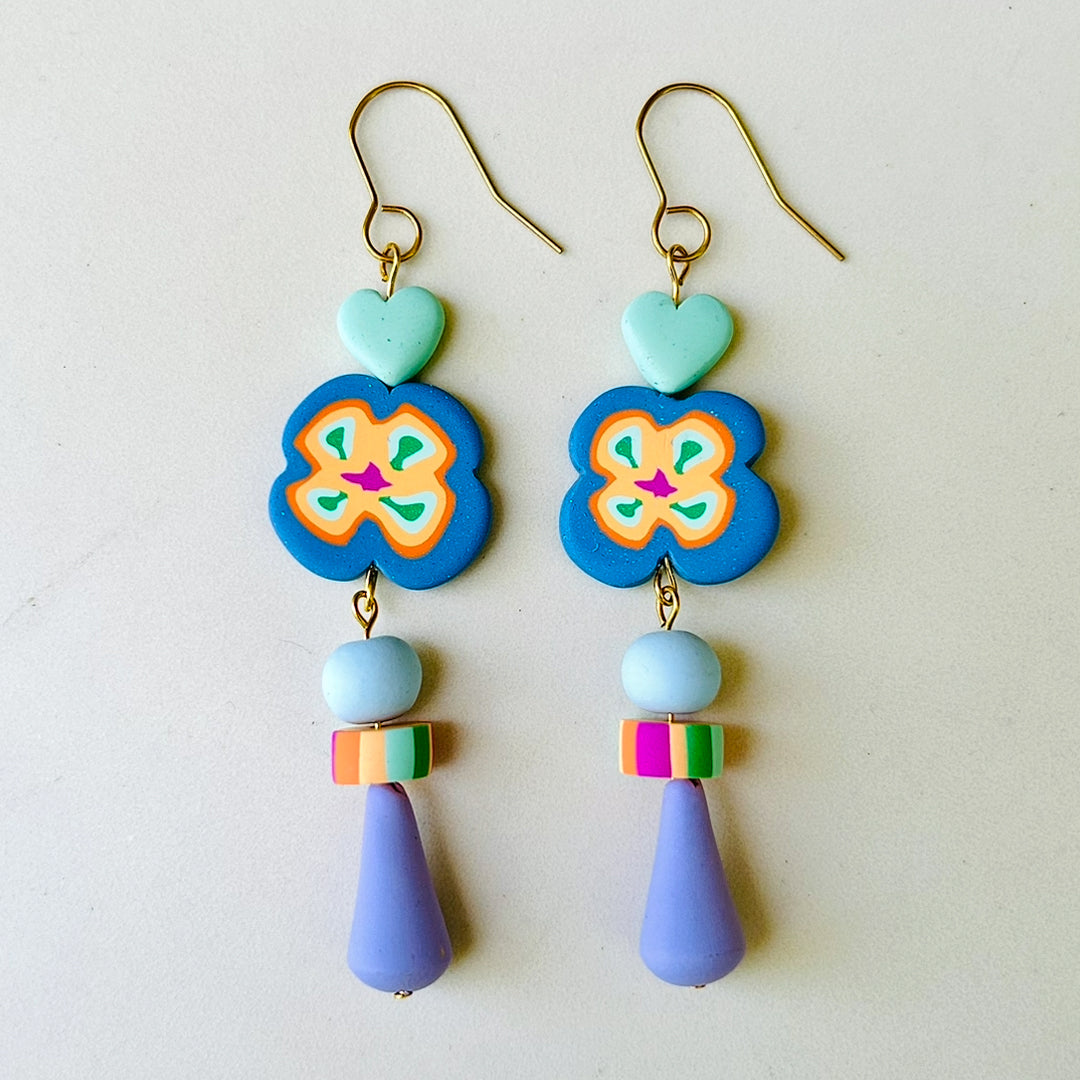 Flores Azul Earrings_Statement Hooks